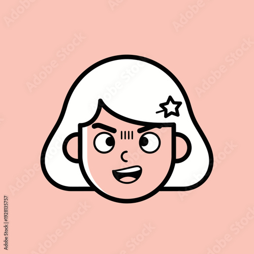 Cartoon illustration of a young person expressing an emotion on a pink background