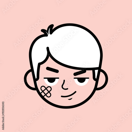 Cartoon portrait of a young person with a confident expression in vector style