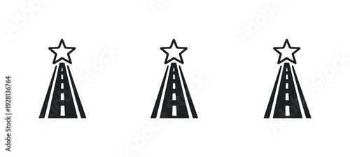 Career roadmap context depicted by a straight path leading upward to a star marker simplified into a single clear symbol,