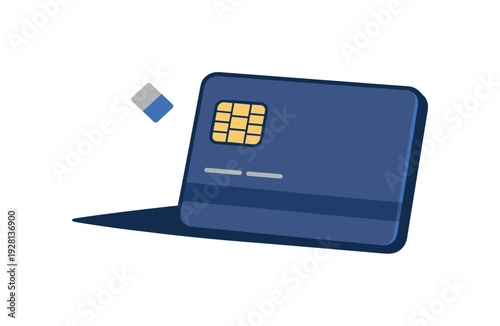Blue credit card with an eraser nearby, symbolizing payment cancellation or debt removal