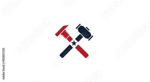 Crossed Hammer and Wrench Tools Equipment.