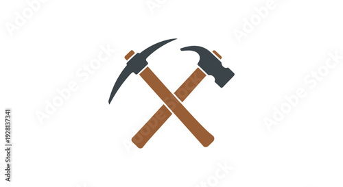 Crossed pickaxes mining tools equipment.