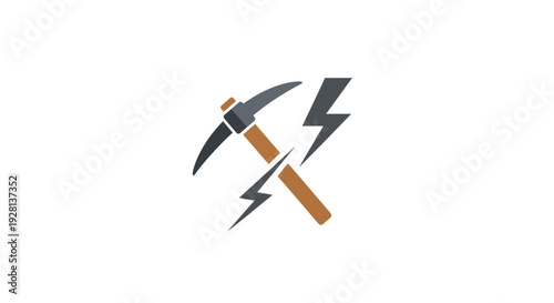 Crossed Pickaxe and Lightning Bolt Symbol.