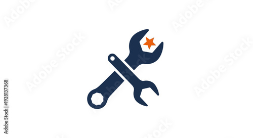Crossed Wrench and Adjustable Wrench Illustration.
