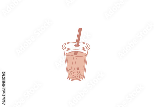 Beverage Drink With Tapioca Pearls And Straw In Clear Cup Vector Art Isolated On White Background For Refreshment Concepts