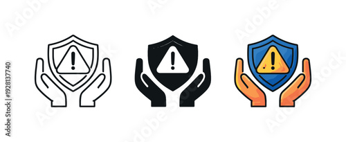 Mitigating threats illustrated by a risk oversight emblem where warning cues and protective form combine into a compact