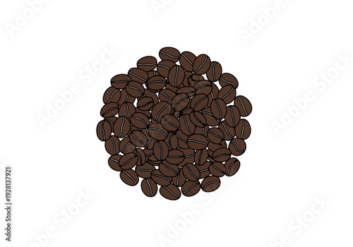 Fresh Roasted Coffee Beans Pile Isolated White Background Delicious Aroma Morning Beverage Ingredient
