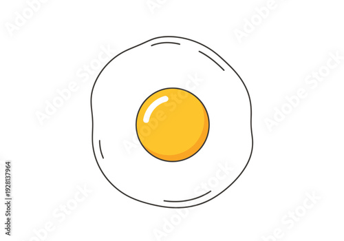 Simple Fried Egg Food Item Isolated Graphic Element Representing Breakfast Cuisine Ingredient Simple Shape For Design