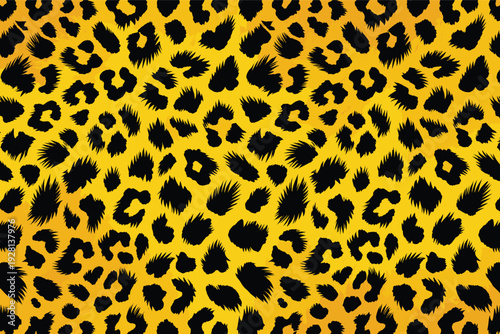 Close-up view of animal wildlife skin pattern fur camouflage illustration in a vibrant yellow and black design