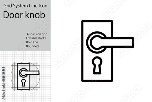 Door knob icon. Keyhole and lock icon