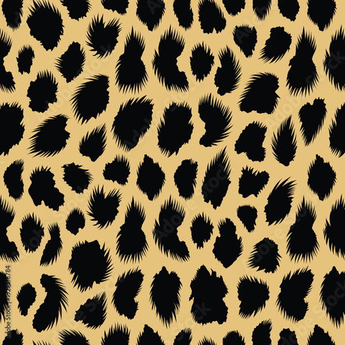 A seamless pattern of animal wildlife skin texture featuring fur camouflage design on a textured background illustration