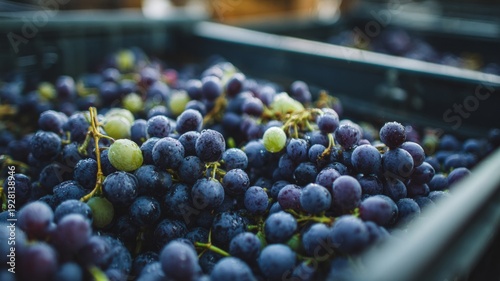 Wallpaper Mural Close-up of ripe grapes on vine in sunlit vineyard. Artificial intelligence image Torontodigital.ca