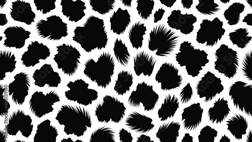 Seamless animal wildlife skin pattern fur camouflage illustration featuring leopard spots in monochrome