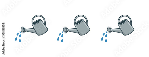 Farming stage context depicted by a watering can with curved handle and spout tilted slightly downward as a clear symbol,