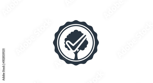 Eco friendly checkmark tree logo symbol.