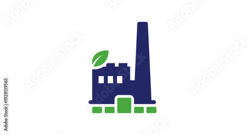 Eco friendly factory with green leaf.