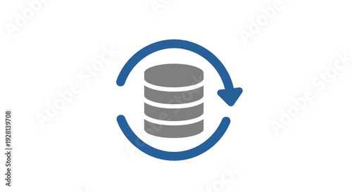 Database Icon with Circular Arrows Symbol.