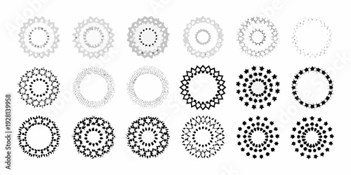 Graduated series of circular dot patterns varying in darkness and density
