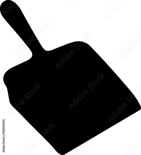 Dustpan Cleaning Tool Equipment Housekeeping Silhouette Vector in Solid Black isolated on a White Background