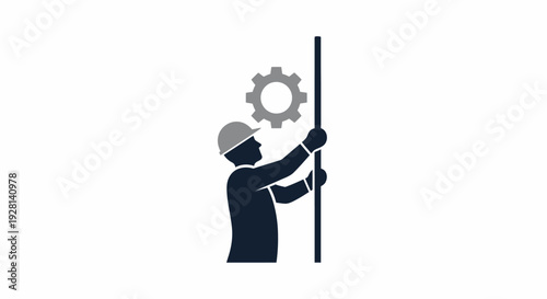 Engineer Adjusting Gear on a Pole.