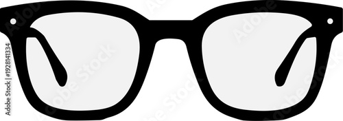 Eyeglasses Frame Vision Care Accessory Silhouette Vector in Solid Black isolated on a White Background