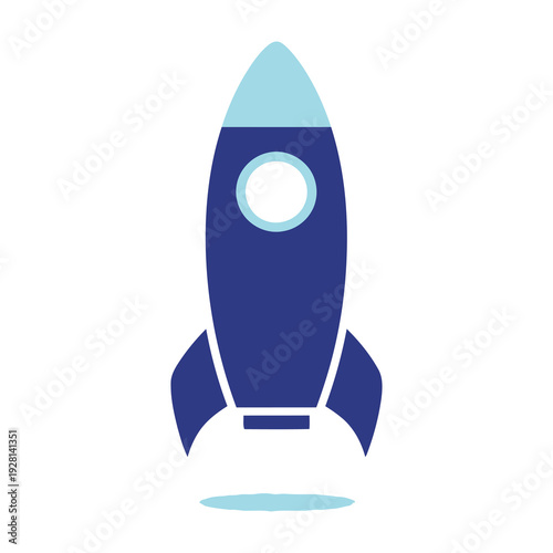 A sleek futuristic rocket design soars through a minimalist gradient sky with vibrant blue and light teal hues for innovation and progress themes