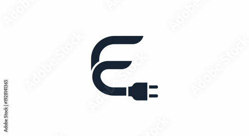 Electric Plug and Letter E Logo.