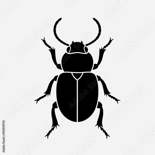 Black Beetle Silhouette Icon – Insect Pest Bug Vector Illustration