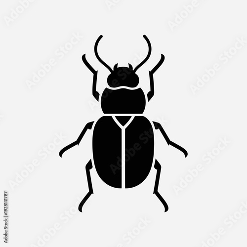 Black Beetle Silhouette Icon – Insect Pest Bug Vector Illustration