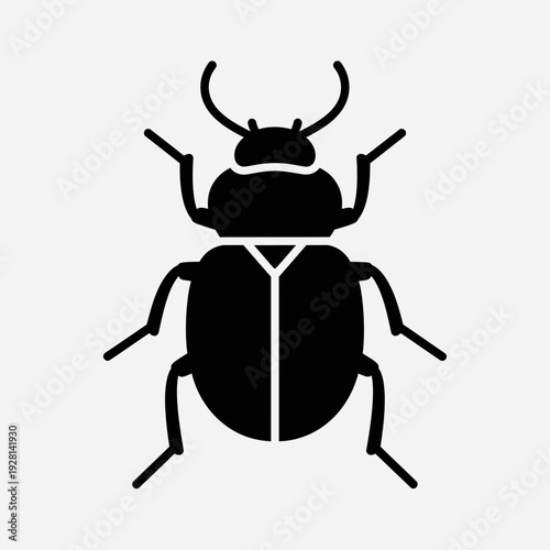 Black Beetle Silhouette Icon – Insect Pest Bug Vector Illustration