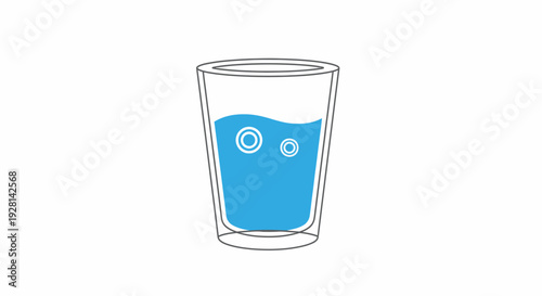 Glass of Blue Liquid with Bubbles.