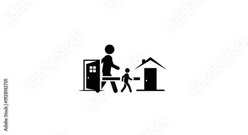 Family walking to their new home.