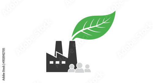 Factory with green leaf industrial ecology.