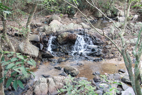 actual waterfall, stream and trees 