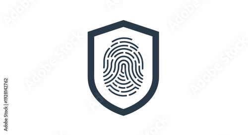 Fingerprint in shield security icon.