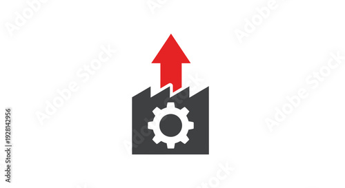 Gear Icon Emerging from Box with Arrow.