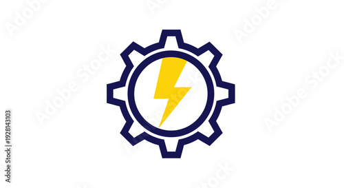 Gear with lightning bolt icon symbol.