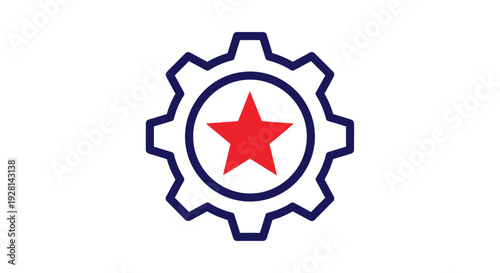 Gear with red star symbol.