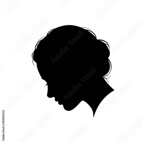 Elegant Silhouette of a Woman with a Classic Hairstyle, Isolated.