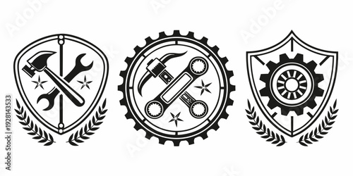 Intricate mechanical gears and cogs in a symmetrical arrangement Vector