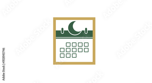 Green and gold calendar icon design.