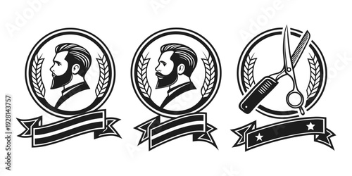 Three distinct circular logos featuring a horse and rider in various dynamic poses. Vector