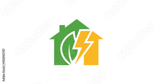 Green and Yellow House Energy Logo.