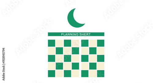 Green and white planning chart sheet.