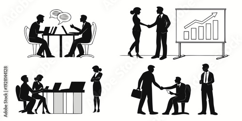 Diverse group of people engaged in various business and social activities Vector