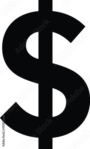 Bold black dollar sign symbol on a white background, representing money or currency