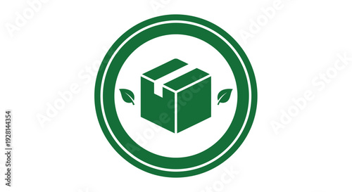 Green eco friendly cardboard box logo.