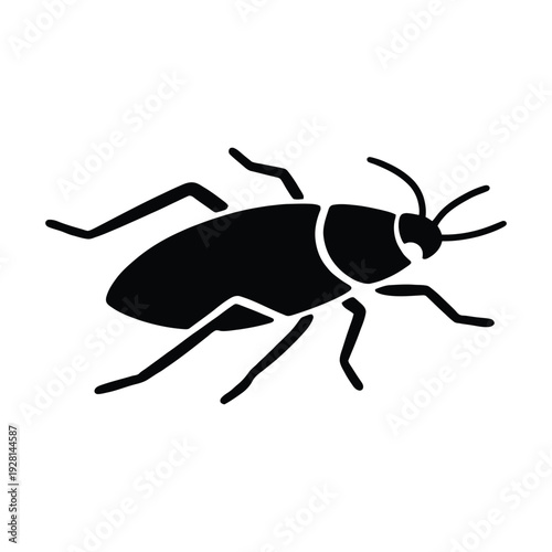 Black beetle silhouette icon on white background