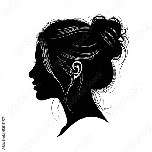 Elegant Silhouette of a Woman with a Stylish Hair Bun.