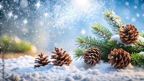 Wallpaper Mural Winter Background With Pine Cones And Snow Torontodigital.ca